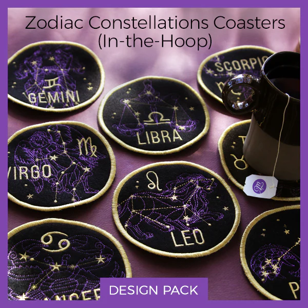 A Zodiac Constellations Coasters (In-the-Hoop) Design Pack - Image 11
