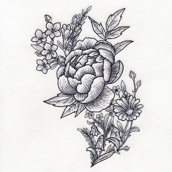 Antique Peony Spray - Image 2