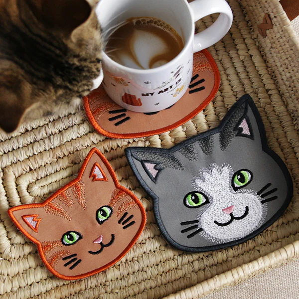 Cat Face Coasters - Gray Tabby (In-the-Hoop) - Image 11