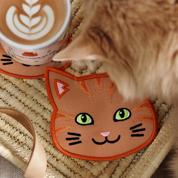 Cat Face Coasters - Orange Tabby (In-the-Hoop) - Image 18
