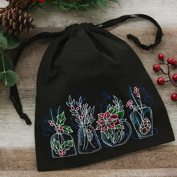 Christmas Botanicals Glass Jar Border
