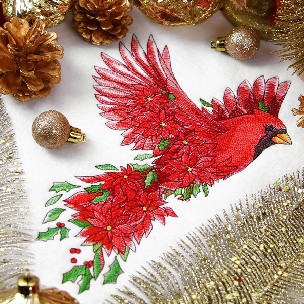 Christmas Cardinal in Poinsettias - Image 15
