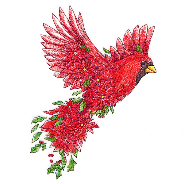 Christmas Cardinal in Poinsettias - Image 2