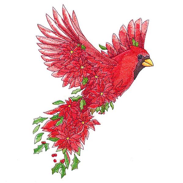 Christmas Cardinal in Poinsettias - Image 6