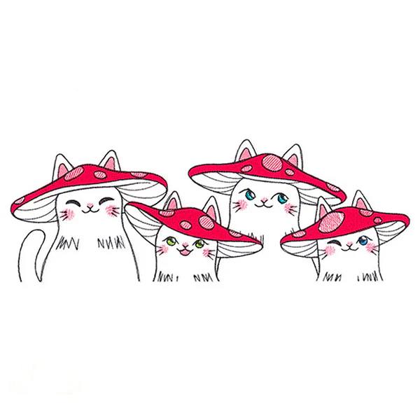 Delightful Mushroom Kitty Border