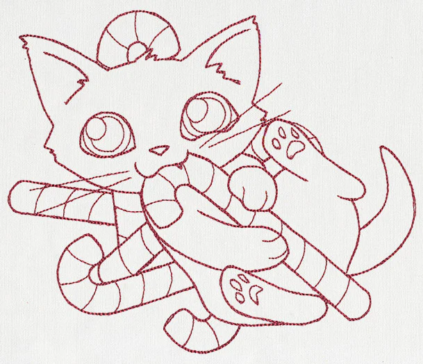 Feline Festive Outlines - Candy Cane Kitty