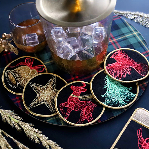 Festive Flair Coaster – Tree (In-the-Hoop) - Image 6