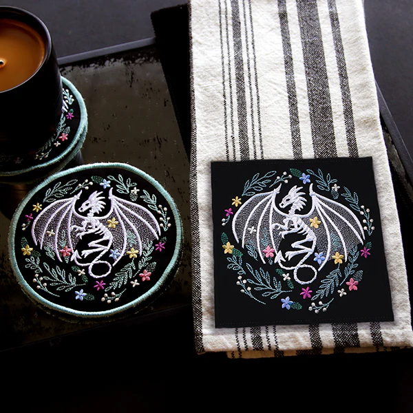 Floral Dragon Skeleton Trivet (In-the-Hoop) - Image 3