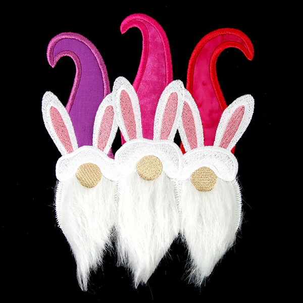 Fluffy Bunny Gnome Trio (Applique) - Image 3