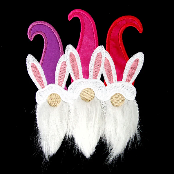 Fluffy Bunny Gnome Trio (Applique) - Image 5