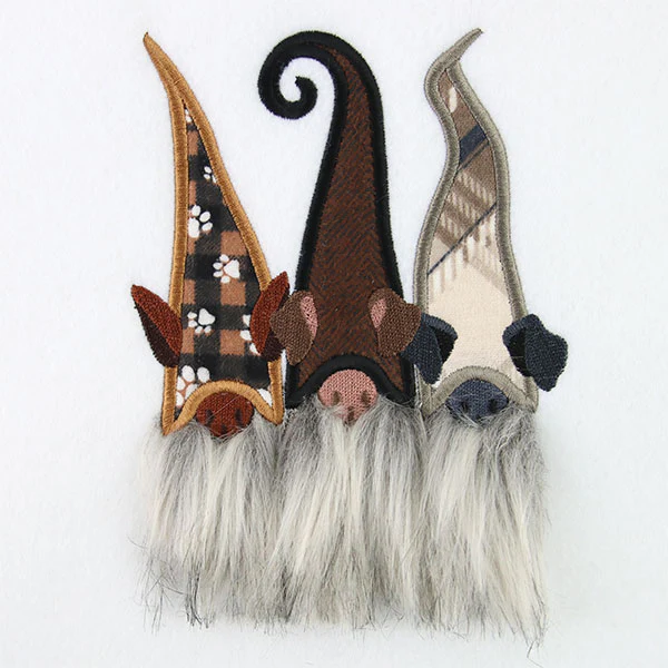Fluffy Dog Gnome Trio (Applique) - Image 5