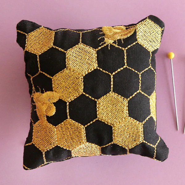 Gilded Honeycomb Pillow Pincushion (In-the-Hoop) - Image 6