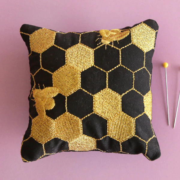 Gilded Honeycomb Pillow Pincushion (In-the-Hoop) - Image 9