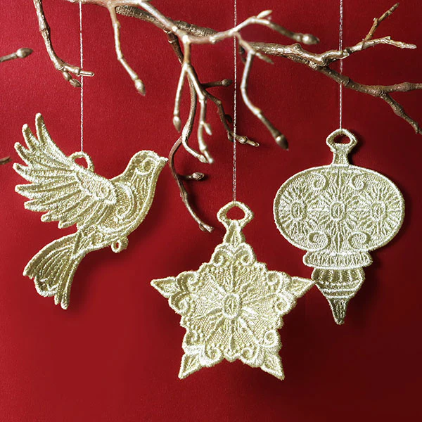 Gilded Texture Christmas Ornament - Dove (Freestanding) - Image 2