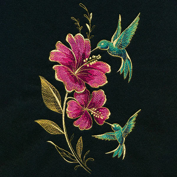 Glimmering Garden - Hummingbirds and Hibiscus