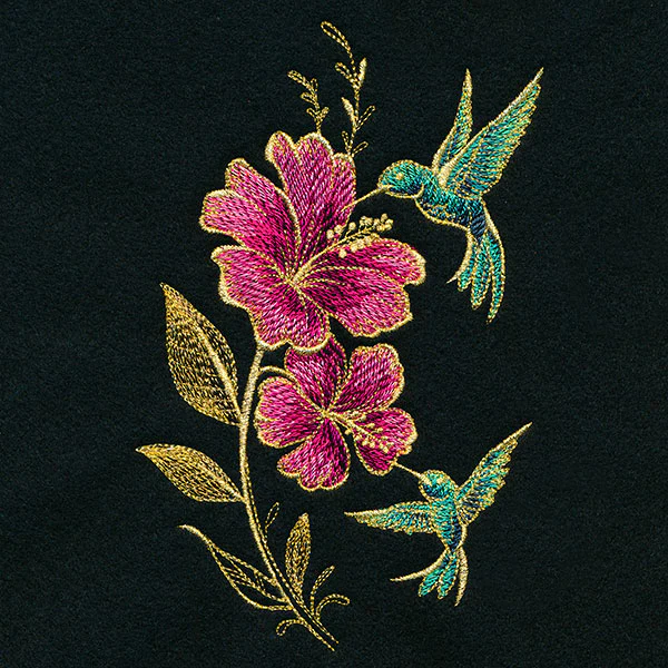 Glimmering Garden - Hummingbirds and Hibiscus - Image 4