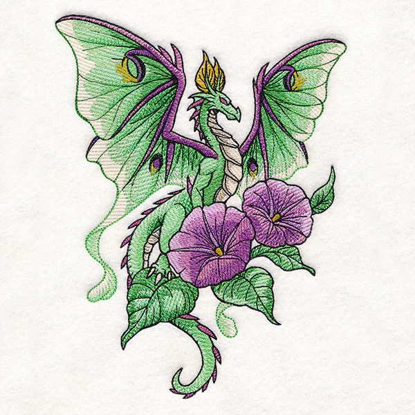 Luna Moth Dragon and Morning Glories