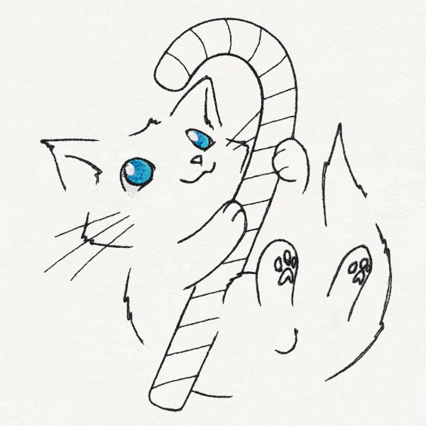 Meowy Christmas Cat with Candy Cane