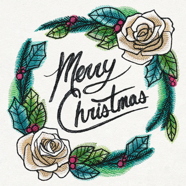 Merry Christmas Watercolor Wreath - Image 2