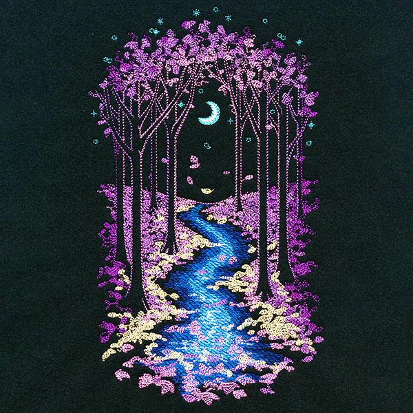 Moonlit Autumn Forest River - Image 2
