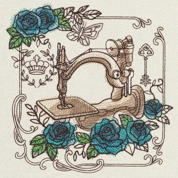 Parisian Sewing Machine and Roses - Image 3