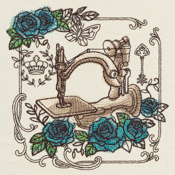 Parisian Sewing Machine and Roses - Image 4