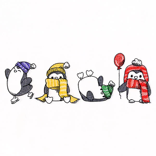 Penguins in Winter Border - Image 3