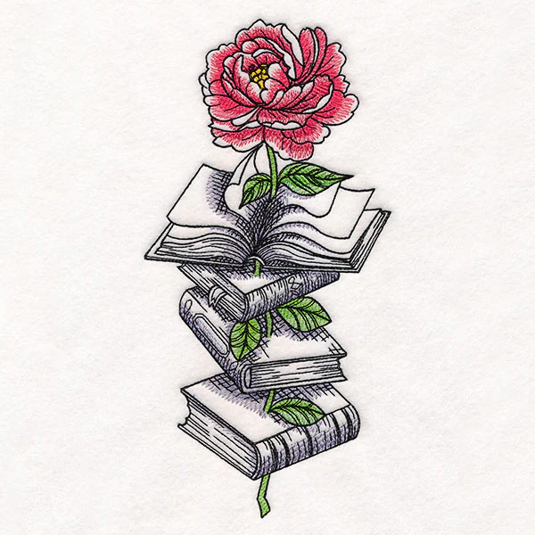 Peony in Book Stack - Image 4