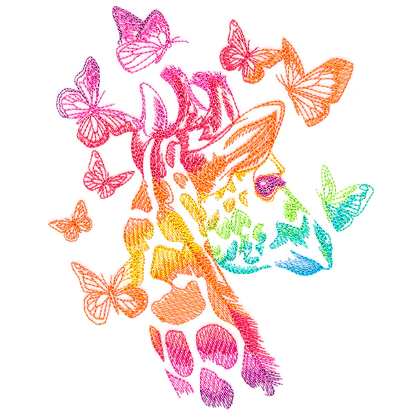 Rainbow Giraffe with Butterflies - Image 5