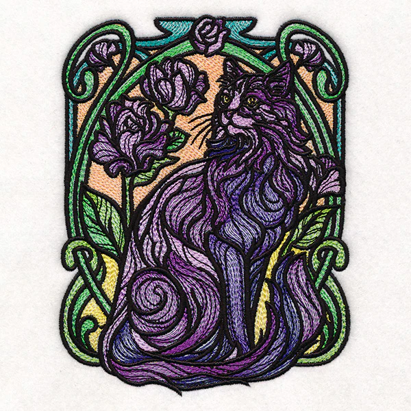 Stained Glass Art Nouveau Cat - Image 5
