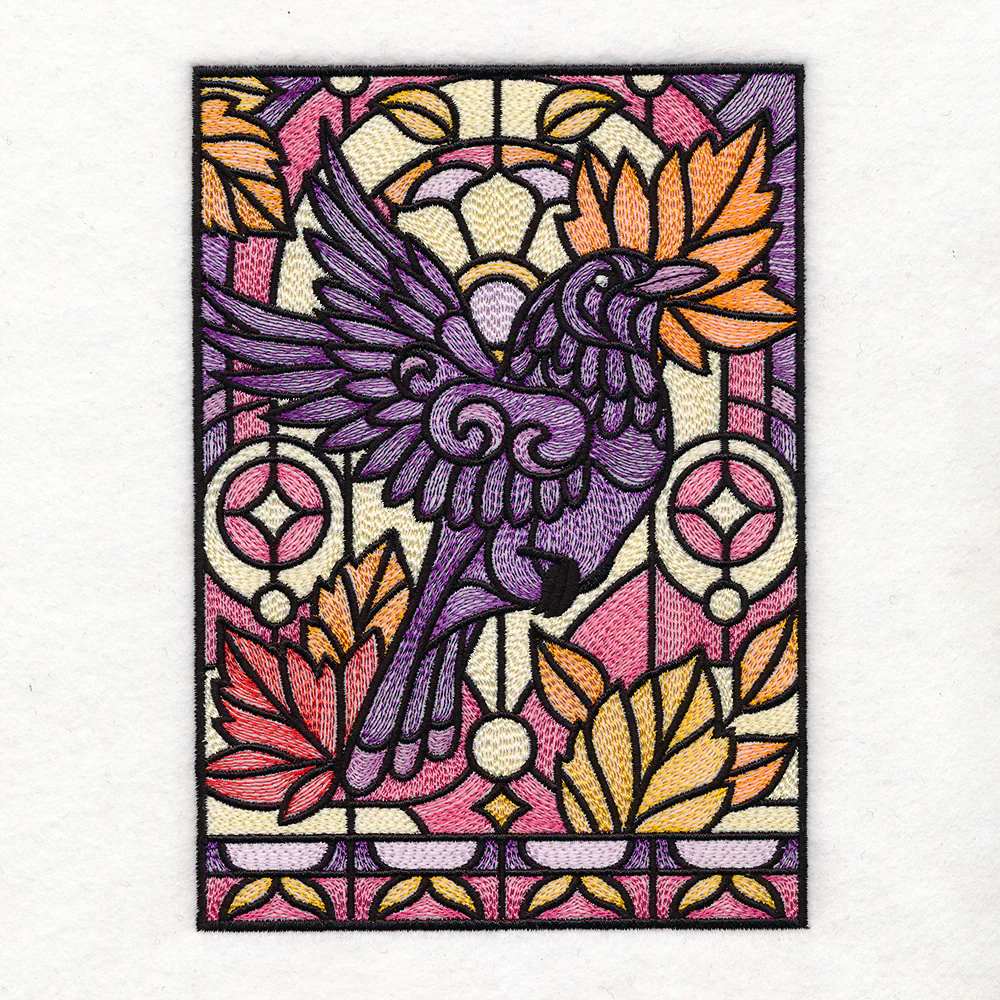 Stained Glass Fall Raven - In Flight - Image 5