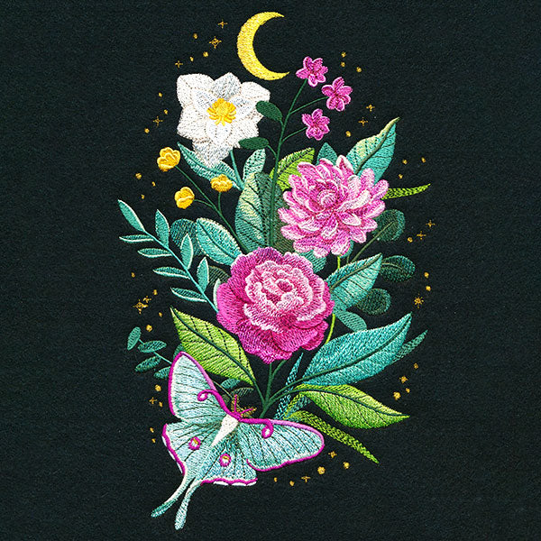 Starry Night Luna Moth & Blooms - Image 5