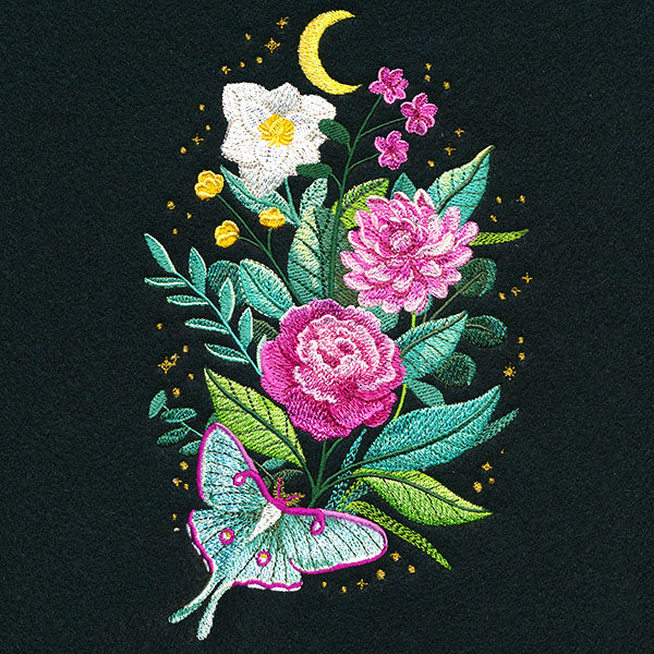 Starry Night Luna Moth & Blooms - Image 7
