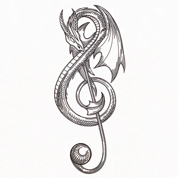 Treble Clef Dragon Etching - Image 13