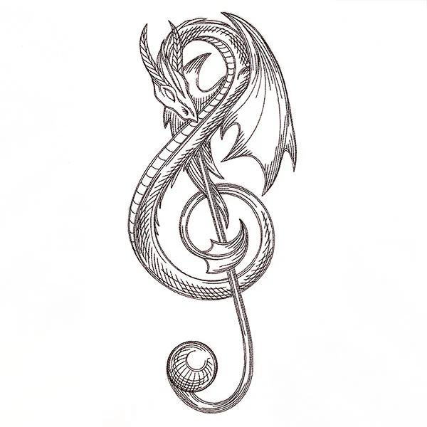 Treble Clef Dragon Etching - Image 3