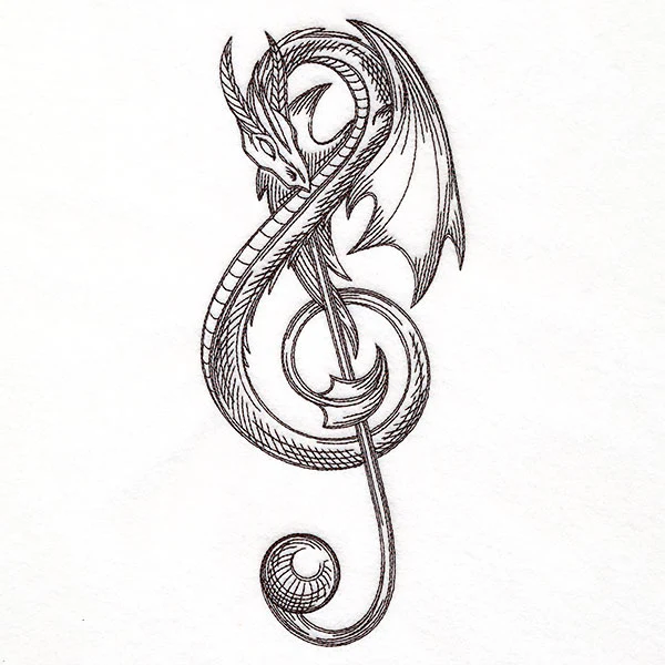 Treble Clef Dragon Etching - Image 5