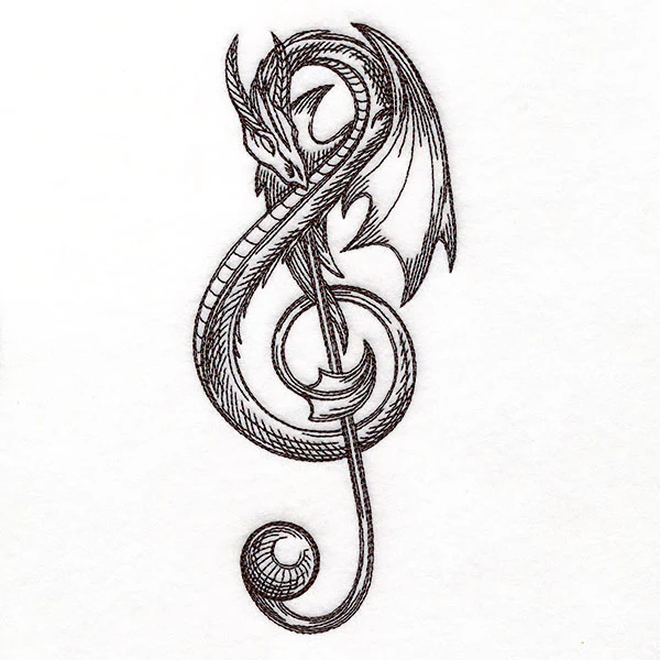 Treble Clef Dragon Etching - Image 9