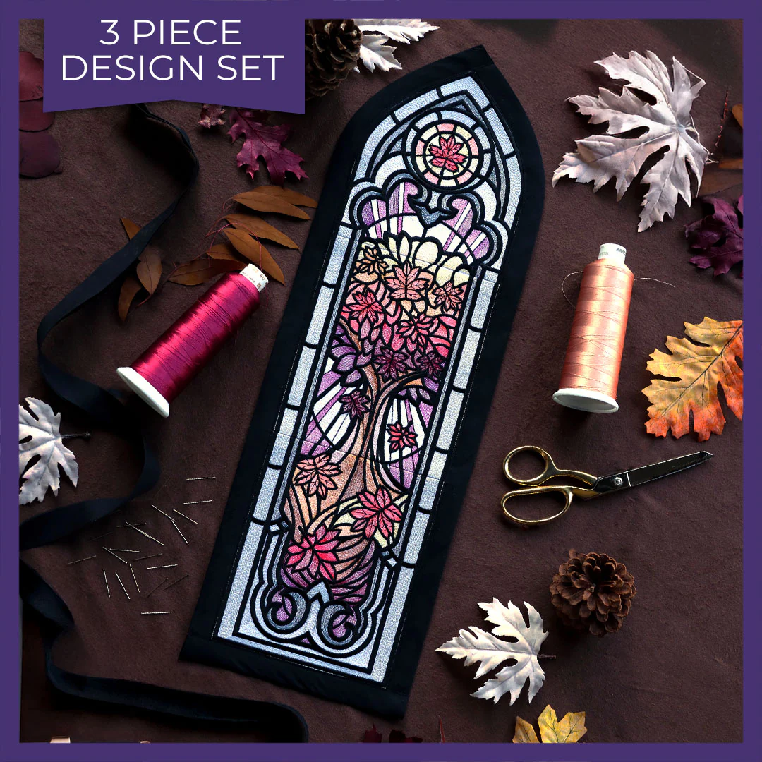 Stained Glass Fall Cathedral Scene - Image 16