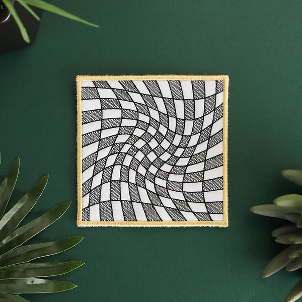 Warped Checker Board Optical Illusion Square Coaster (In-the-Hoop) - Image 9
