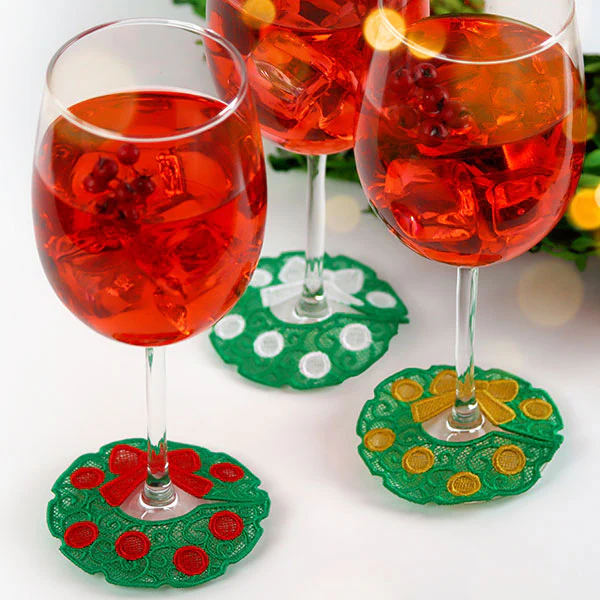 Wine Charm - Christmas Wreath (Lace) - Image 3