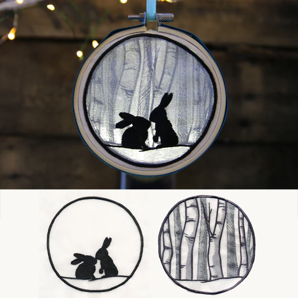 Winter Woodland Bunnies Shadowbox (Organza) - Image 2